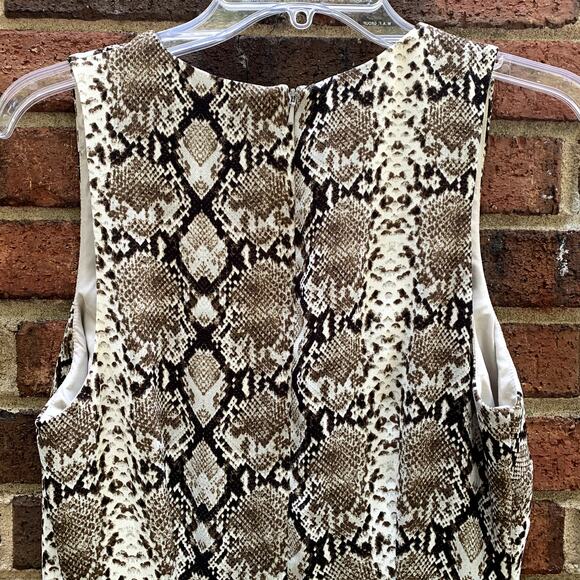 Womens Banana Republic Snakeskin Wide Leg Cropped Jumpsuit Brown Size 4 - Picture 6 of 10